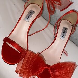 Red Satin Women's Heels